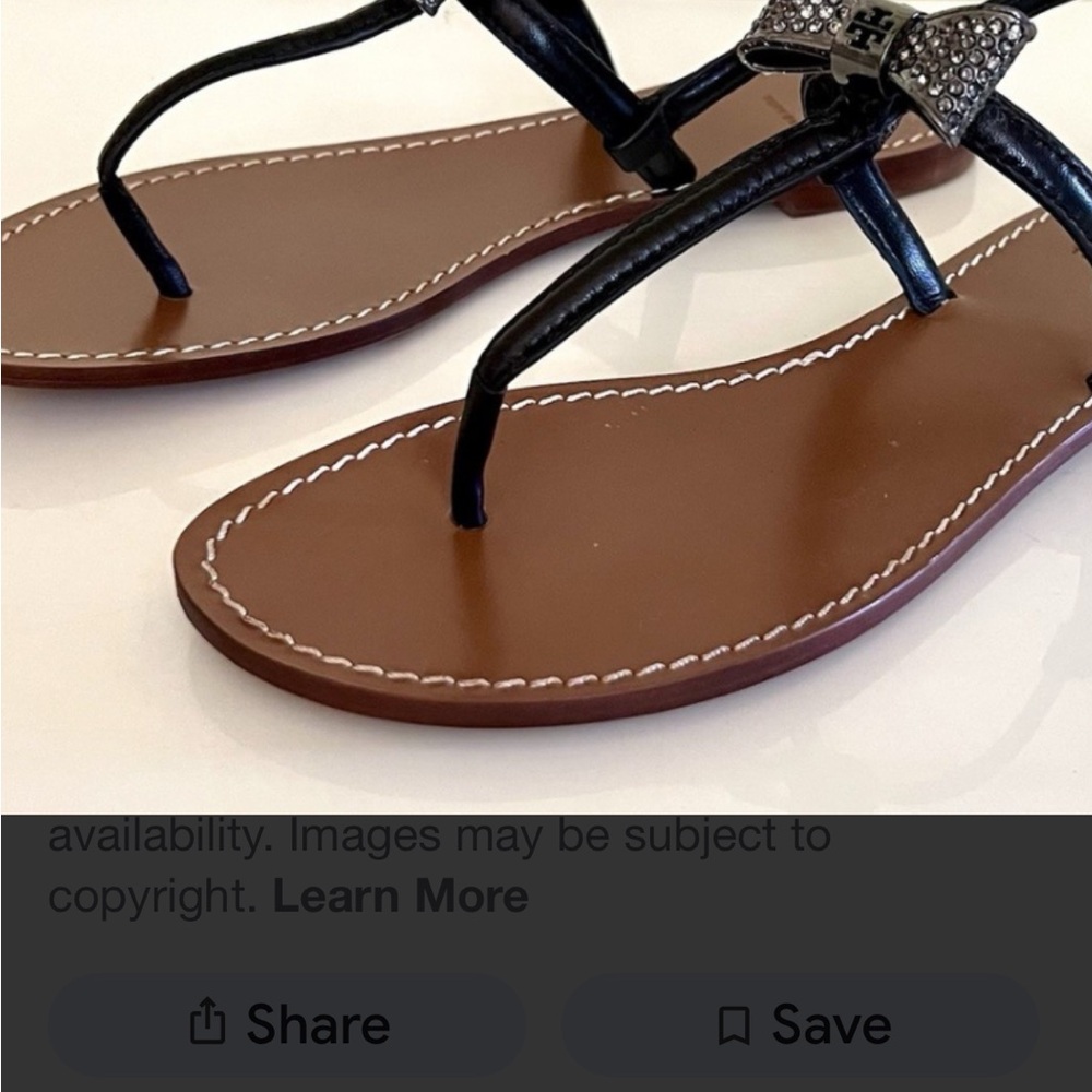 Tory Burch Bryan Pave Bow Flat Thong Sandal Size 7M - Picture 4 of 7